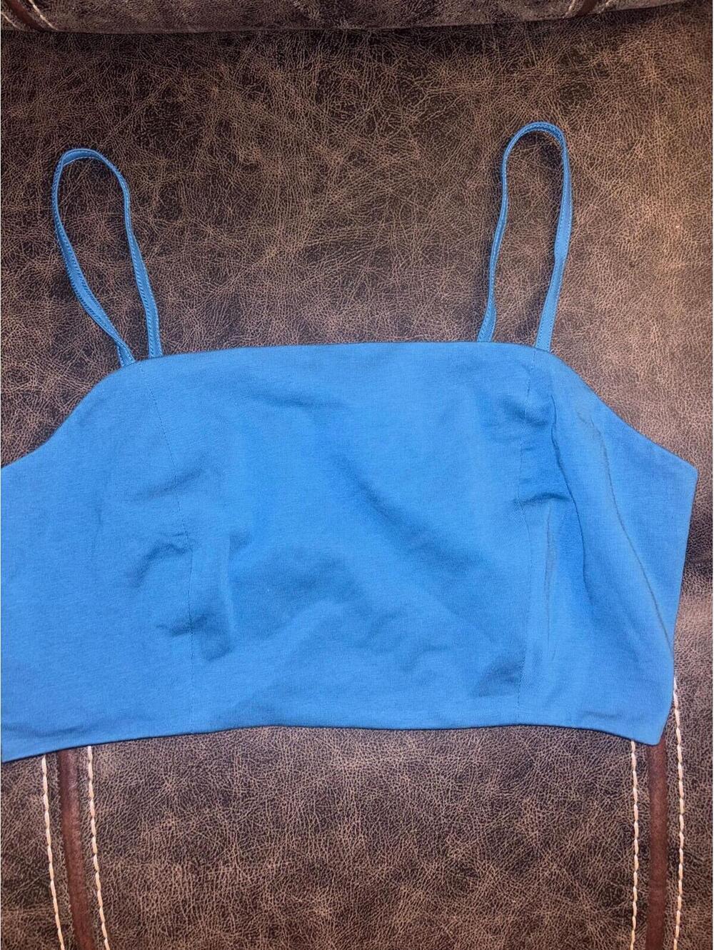 Signed Blake The Drop Blue Sapphire Bralette Crop Top Medium NWT